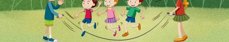 卡通儿童草地上跳绳psd设计背景_88icon https://88icon.com 卡通 儿童 草地 地上 跳绳