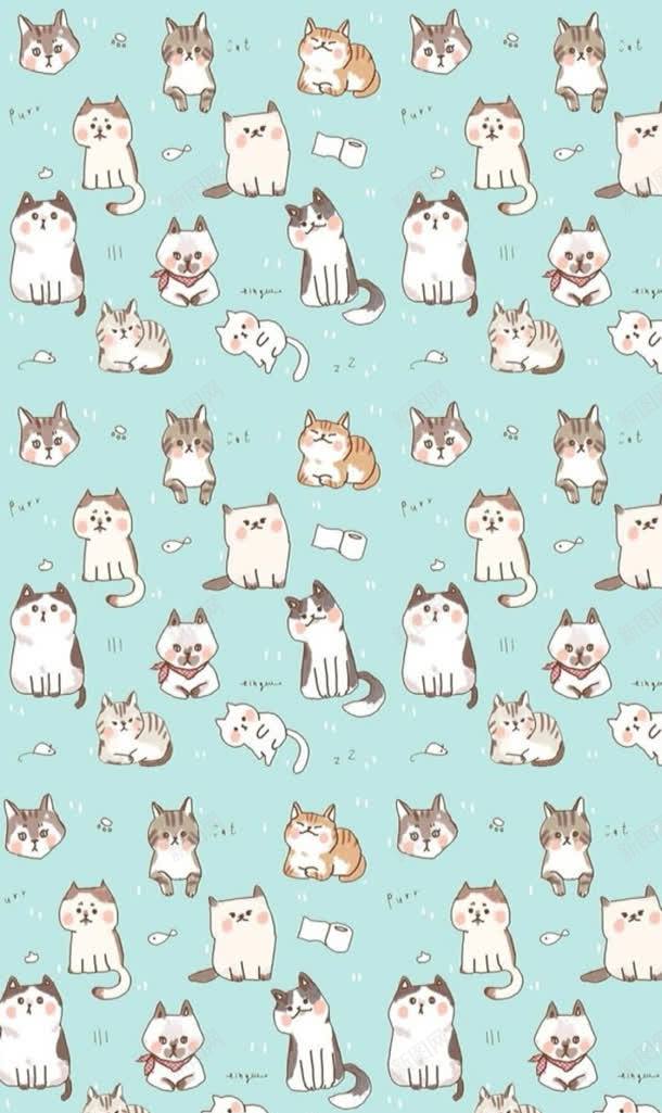 蓝色清新猫咪卷纸jpg设计背景_88icon https://88icon.com 清新 蓝色