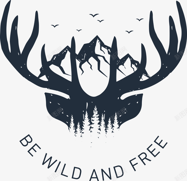 麋鹿黑白花臂图案矢量图ai免抠素材_88icon https://88icon.com ins风格 唯美 填色练习 手绘 欧美 海燕 矢量图 纹身 花臂 英文 麋鹿 黑白 黑白手绘花臂图案