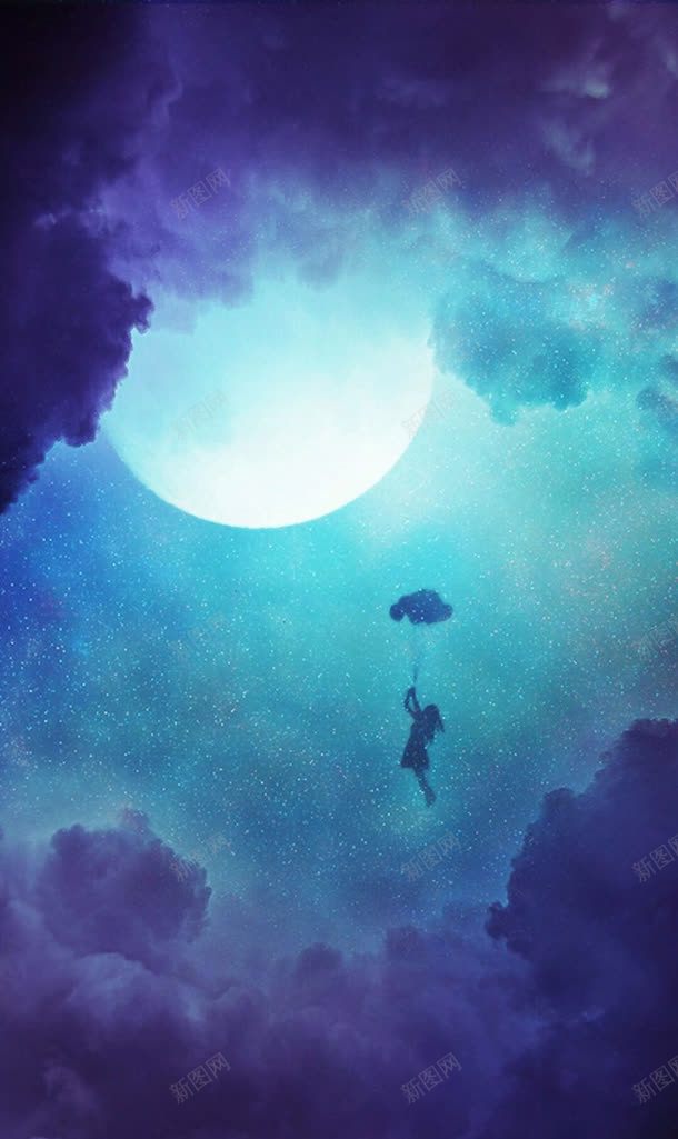 手绘插画月亮梦幻jpg设计背景_88icon https://88icon.com 插画 月亮 梦幻