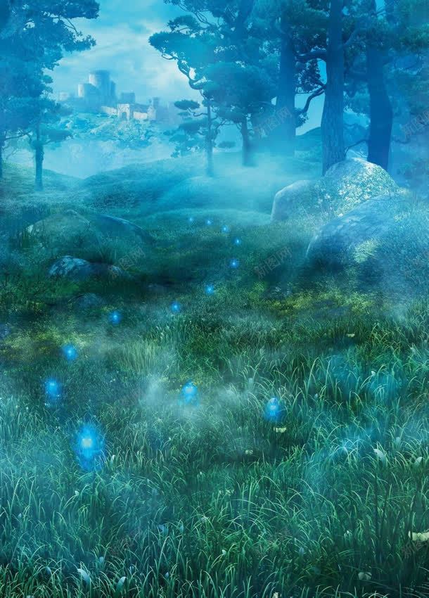 夜晚树林蓝色烟雾星光城堡jpg设计背景_88icon https://88icon.com 城堡 夜晚 星光 树林 烟雾 蓝色