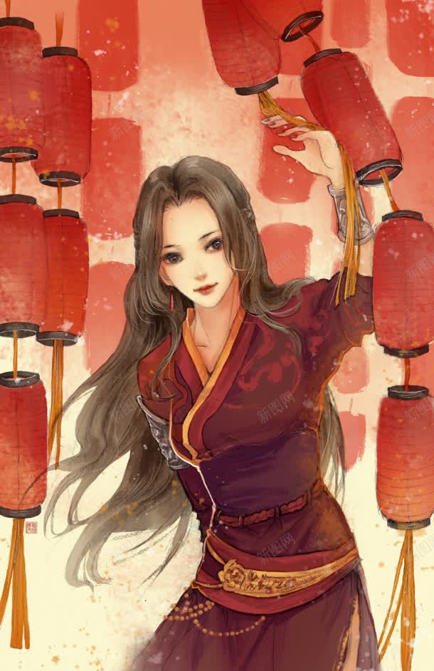 红色灯笼长发女子合成jpg设计背景_88icon https://88icon.com 合成 女子 灯笼 红色 长发