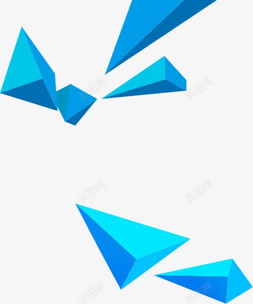 蓝色立体三角装饰png免抠素材_88icon https://88icon.com 三角 立体 蓝色 装饰