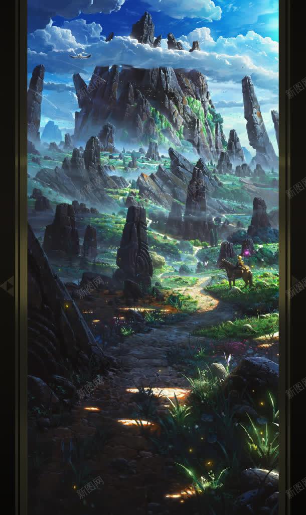 幻想山峰山峦插画jpg设计背景_88icon https://88icon.com 山峦 山峰 幻想 插画