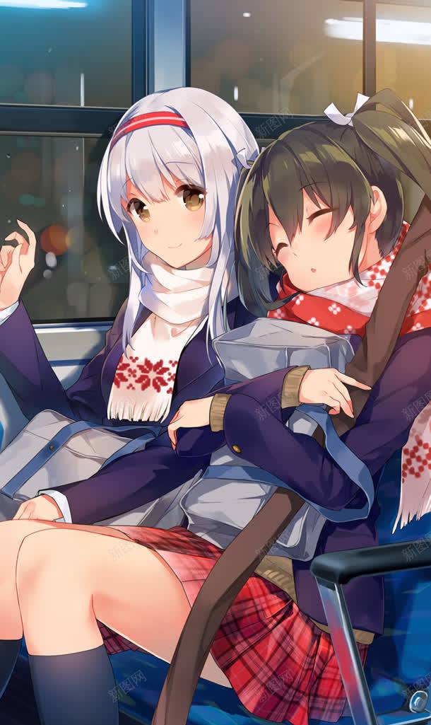 坐公交的女孩海报背景动漫jpg设计背景_88icon https://88icon.com 公交 女孩 海报 背景