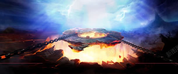 蓝色星空火光铁链jpg设计背景_88icon https://88icon.com 星空 火光 蓝色 铁链