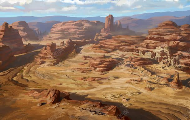 戈壁荒野场景插画jpg设计背景_88icon https://88icon.com 场景 戈壁 插画 荒野