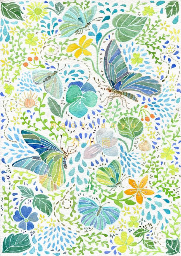 蝴蝶花纹手绘插图jpg设计背景_88icon https://88icon.com 插图 花纹 蝴蝶