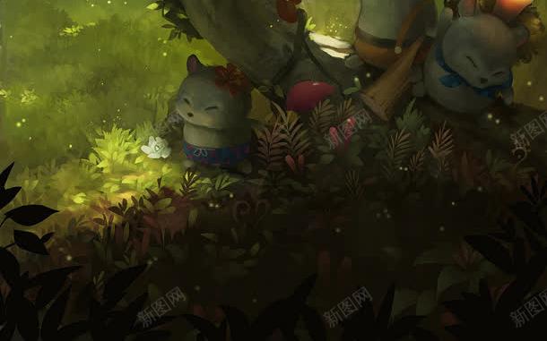 绿色植物小老鼠卡通jpg设计背景_88icon https://88icon.com 卡通 绿色植物 老鼠