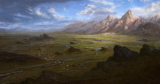 山峰野外自然风光插画jpg设计背景_88icon https://88icon.com 山峰 插画 自然 野外 风光