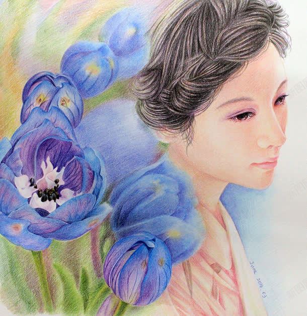 手绘忧郁妇女精致jpg设计背景_88icon https://88icon.com 妇女 忧郁 精致
