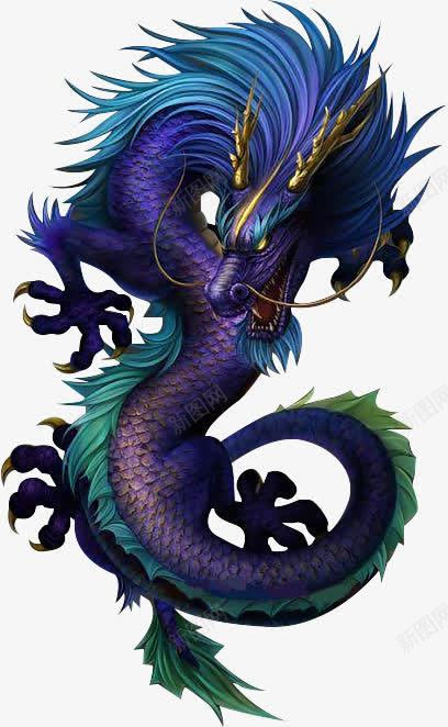 蓝紫炫彩犄角龙造型png免抠素材_88icon https://88icon.com 犄角 造型