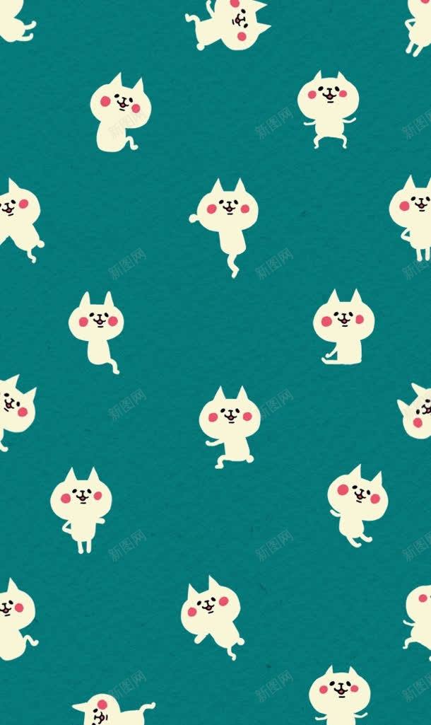 手绘绿色卡通小猫壁纸jpg设计背景_88icon https://88icon.com 卡通 壁纸 绿色