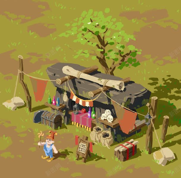 手绘动漫人物房屋jpg设计背景_88icon https://88icon.com 房屋 漫人