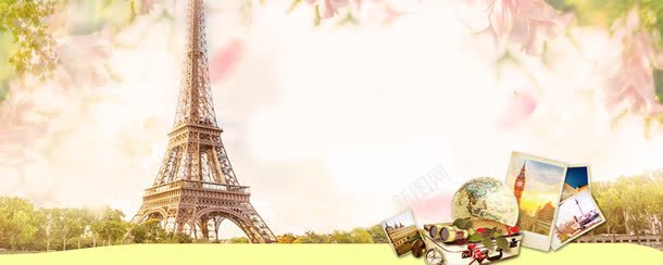 春天出境游海报jpg设计背景_88icon https://88icon.com banner 宽屏 宽屏海报 小清新 旅游 春天 春游 绿色 轮播海报 铁塔