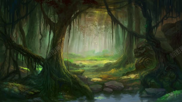 绿光森林阴森恐怖jpg设计背景_88icon https://88icon.com 幽森 恐怖 森林 阴森