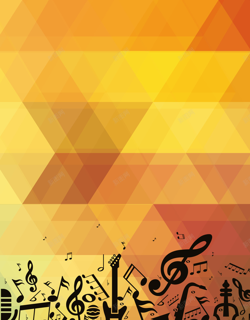 黄色几何上的音符和吉他背景矢量图ai设计背景_88icon https://88icon.com 几何 吉他 开心 海报 背景 音符 黄色 矢量图
