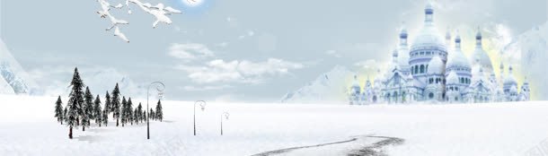 冬季背景海报jpg设计背景_88icon https://88icon.com 冬季 树林 海报 白塔 雪山 雪景 鞋子