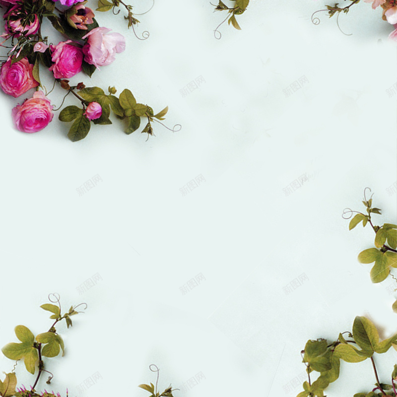 藤蔓边花花朵简约清新文艺唯美主图psd设计背景_88icon https://88icon.com 唯美 文艺 清新 简约 背景图 花朵 藤蔓 边花