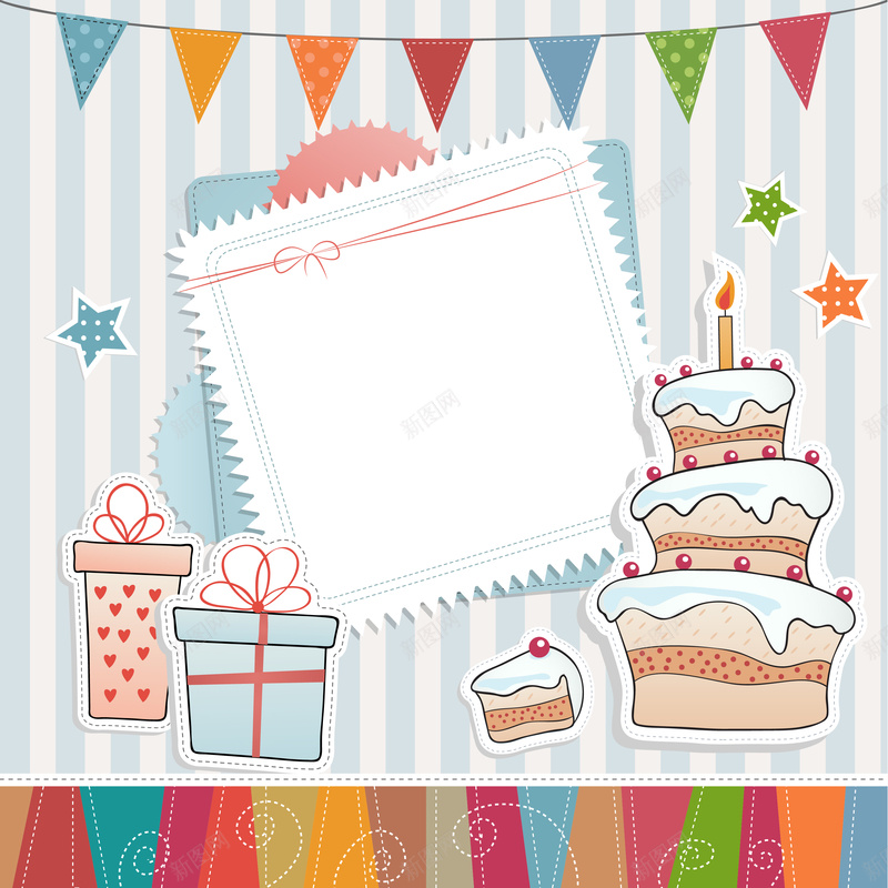 卡通生日蛋糕礼物背景矢量图ai高清背景_88icon https://88icon.com 卡通 手绘 海报 生日 礼物 童趣 背景 蛋糕 矢量图