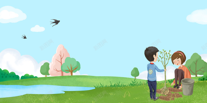 手绘卡通水彩风女孩春天出游踏青背景jpg设计背景_88icon https://88icon.com 出游 女孩 手绘卡通 春天 水彩风 背景 踏青