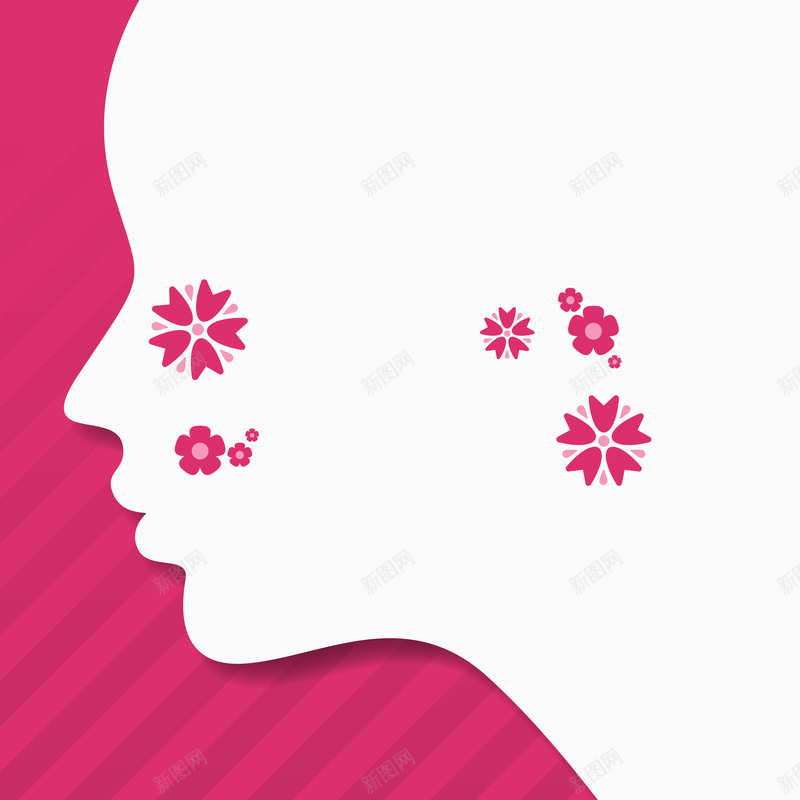 感十足的妇女节广告背景矢量图ai设计背景_88icon https://88icon.com 人脸轮廓 妇女节 妇女节广告 平面图形 粉红 素材 背景 花朵 矢量图