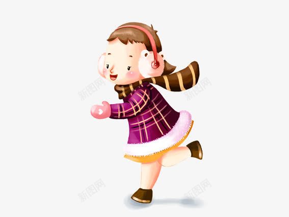 卡通小女孩png免抠素材_88icon https://88icon.com 冬天 卡通小女孩 卡通手套 小女孩 滑冰 粉色 紫色