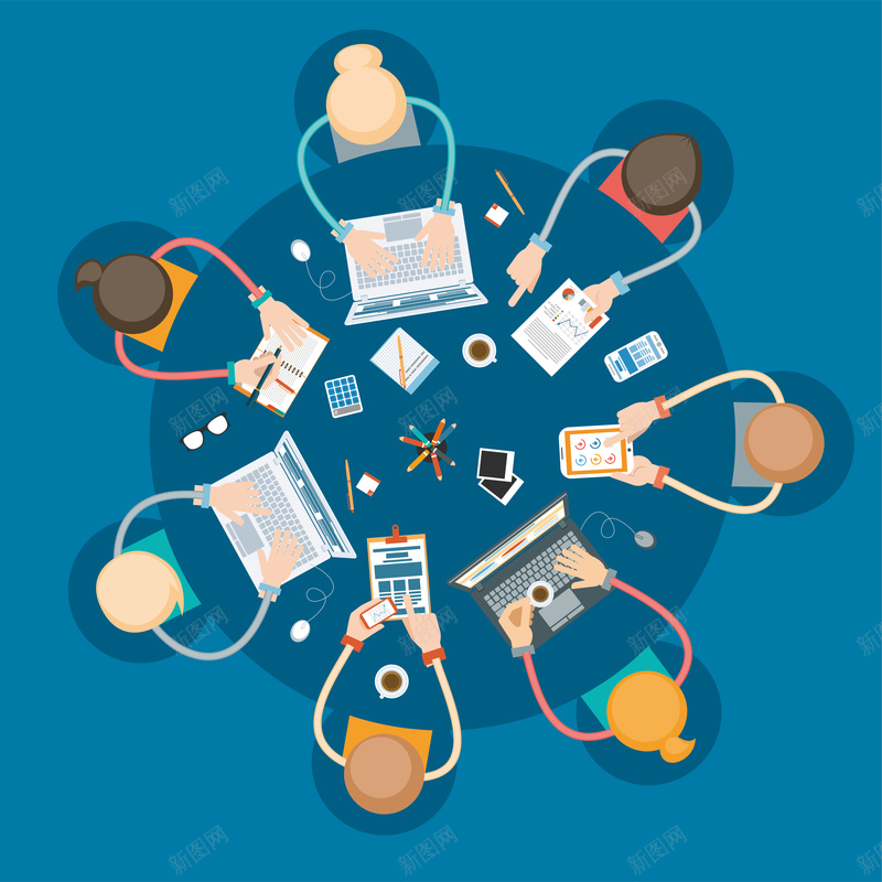 会议讨论海报背景矢量图ai设计背景_88icon https://88icon.com 人员 会议 参加 开心 海报 背景 蓝色 讨论 矢量图