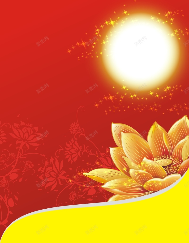 商务红色花背景cdr设计背景_88icon https://88icon.com 商务 科幻 科技 红色 花 黄底 黄色