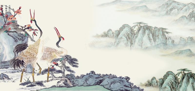 中国风山水水墨背景图片 中国风山水水墨背景