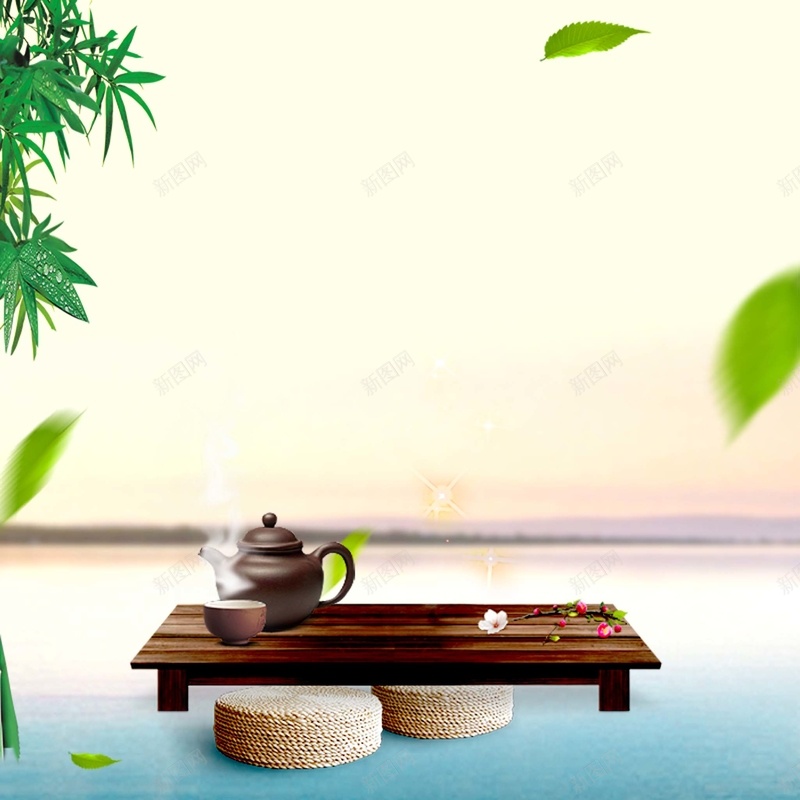 中国风淘宝茶具店铺海报背景模板psd设计背景_88icon https://88icon.com 中国风 叶子 座垫 海报背景 海报背景模板 淘宝 茶具店铺 茶壶 茶文化 茶桌