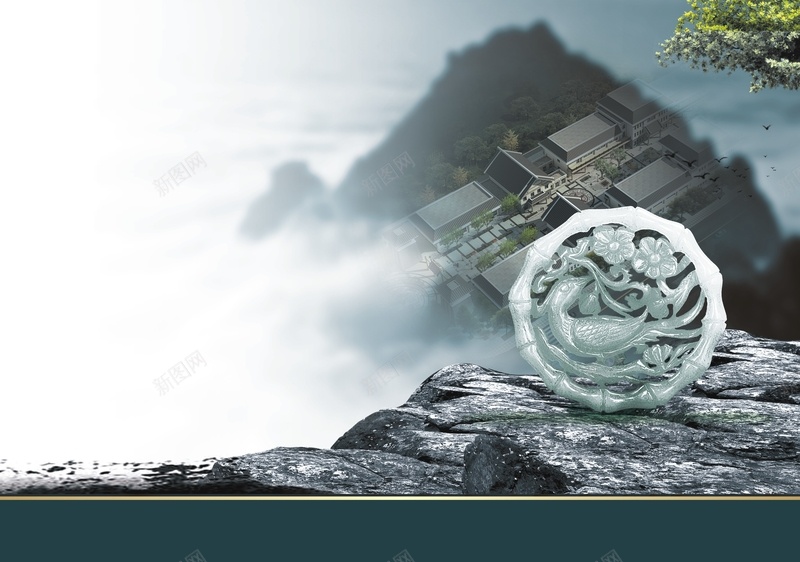 中国风石头玉房屋背景cdr设计背景_88icon https://88icon.com 中国风 墨色 房屋 玉 石头