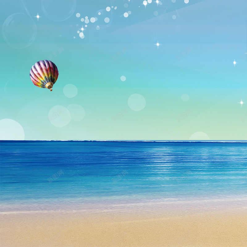 唯美海边风景背景psd_88icon https://88icon.com 主图 唯美风景 摄影 海洋 海滩 清新 热气球 风景