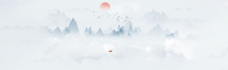 中国风山水画日出背景jpg设计背景_88icon https://88icon.com 中国风 山水画 山水画壁纸 日出 淡青色