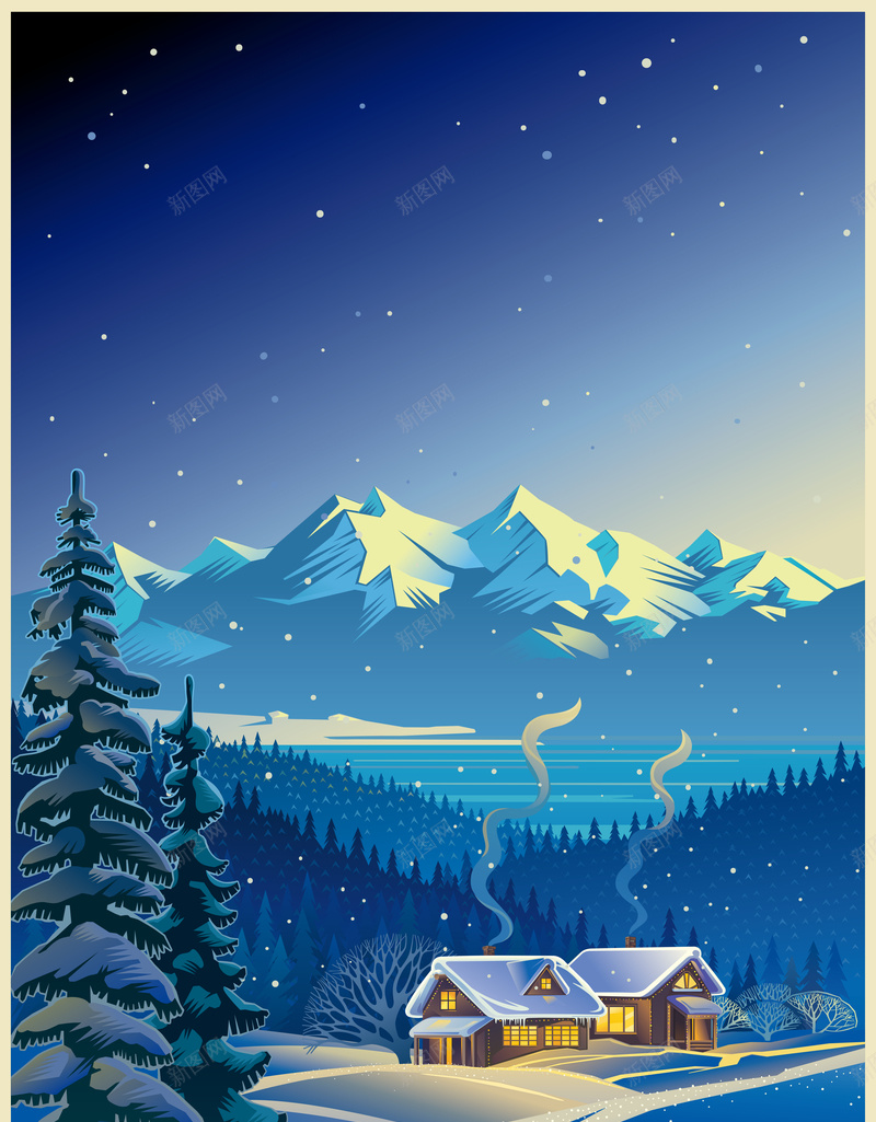 卡通矢量冬雪手绘插画唯美清新背景ai设计背景_88icon https://88icon.com 冬季插画 冬雪 冰雪 冰雪世界 卡通 唯美清新 喜欢 圣诞海报 手绘插画 松柏 矢量手绘 雪山 雪房子 矢量图