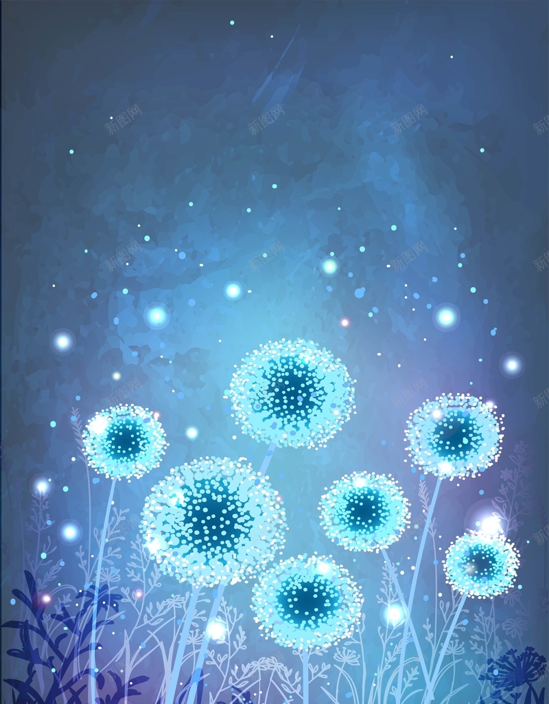 蒲公英蓝色卡通童真童趣矢量图ai设计背景_88icon https://88icon.com 儿童 卡通 小清新 春天 植物 童真 童趣 蒲公英 蓝色 矢量图