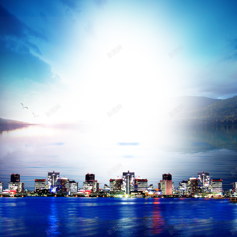 简约现代都市美景背景图jpg_88icon https://88icon.com 主图 大气商务 建筑 摄影 清新 渐变 简约 风景