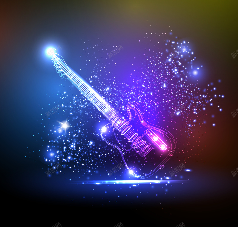 璀璨音乐矢量背景ai设计背景_88icon https://88icon.com PPT 乐器 吉他 梦幻 浪漫 璀璨 矢量 音乐 音乐素材 矢量图