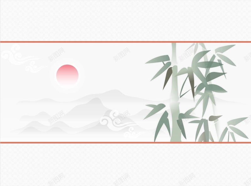 矢量古风竹林背景ai设计背景_88icon https://88icon.com 中国风 古风 水墨 海报 矢量 竹林 红日 背景 远山 矢量图