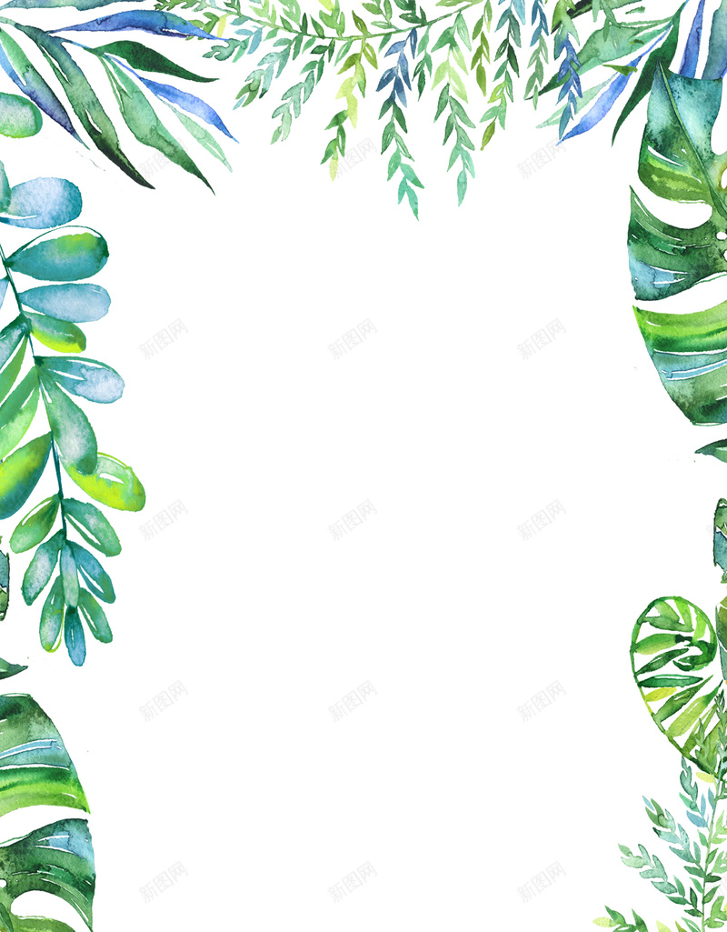 绿色水彩叶子h5背景psd设计背景_88icon https://88icon.com h5背景 卡通 叶子 小清新 手绘 文艺 水彩 童趣 绿色