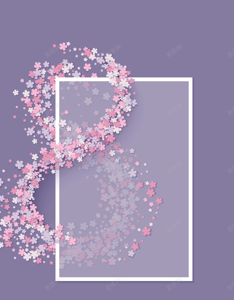 扁平化碎花背景模版矢量图ai设计背景_88icon https://88icon.com 小清新 扁平化 梦幻 浪漫 矢量海报背景模版 碎花 紫色 边框 矢量图