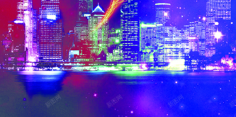 炫彩唯美城市剪影H5背景jpg设计背景_88icon https://88icon.com H5 H5背景 h5 jiany 光效 光晕 几何 扁平 渐变 炫彩