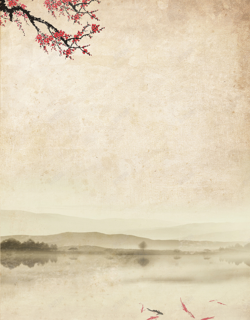 古典简约水墨山水画海报背景psd设计背景_88icon https://88icon.com 古典素材 古典背景 山水 梅花 水墨画 水墨画素材 灵境 禅意 茶馆海报 鱼