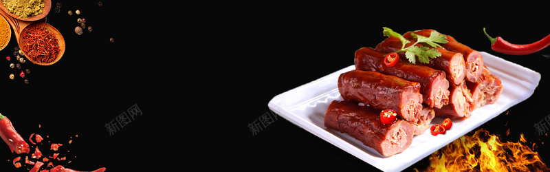 香辣鸭脖简约黑色bannerpsd设计背景_88icon https://88icon.com 五项鸭脖 五香 宣传 川菜 广告 海报 素材 美食 酱鸭脖 餐饮 鸡脖 鸭脖 鸭脖子 麻辣 麻辣鸭脖