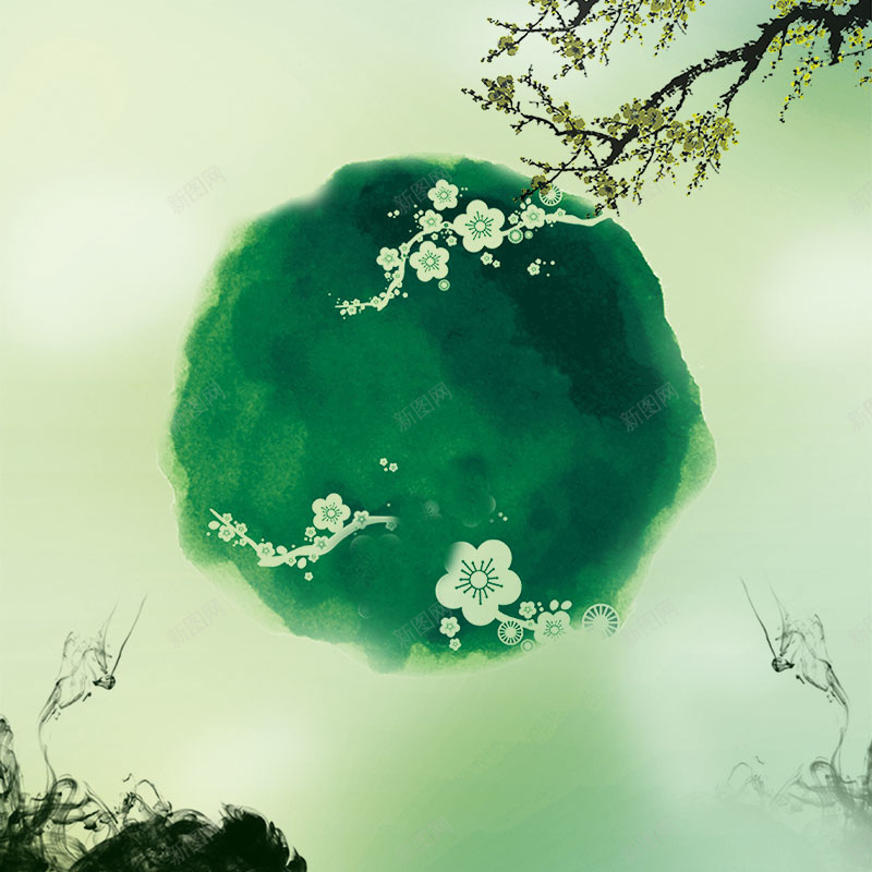 绿色水墨茶叶淘宝主图背景psd设计背景_88icon https://88icon.com 中国 中国风 枝条 水墨 水墨画 淘宝 绿色 茶叶 茶文化