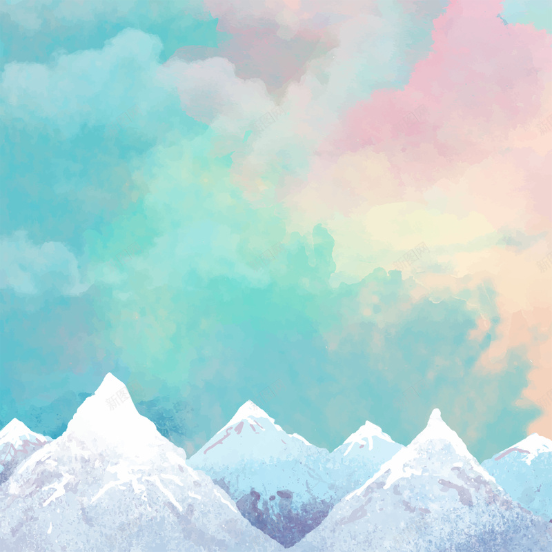 唯美水彩冰雪背景矢量图ai设计背景_88icon https://88icon.com 卡通 富士山 彩色开心 手绘 水彩 矢量图 童趣 简笔画山 雪山