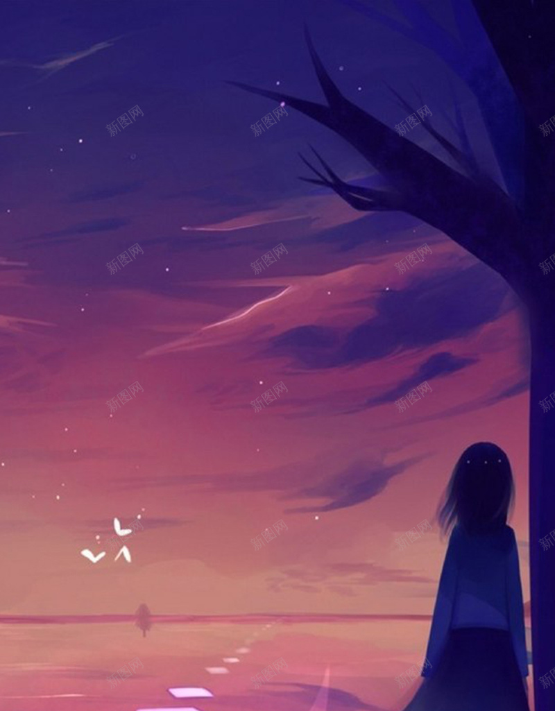 夜色中女孩H5背景jpg设计背景_88icon https://88icon.com H5 h5 夜色 女孩 孤单 孤独 寂寞 小清新 文艺 星空 等待 简约 背影