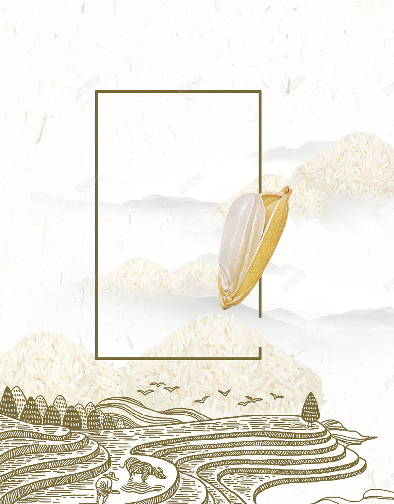 简约手绘稻田大米广告海报背景jpg设计背景_88icon https://88icon.com 古风水稻 大米展板 大米海报 广告背景 手绘稻米 有机大米 有机种植 温暖 环保健康 现磨现卖 简约手绘 米饭
