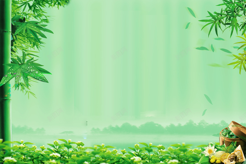 端午节绿色背景jpg设计背景_88icon https://88icon.com PPT 中国风 传统 小清新 文艺 民俗 端午节 竹林 绿色
