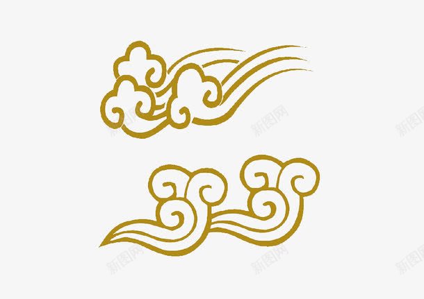 金色祥云png免抠素材_88icon https://88icon.com 中国风 古典 祥云 金色